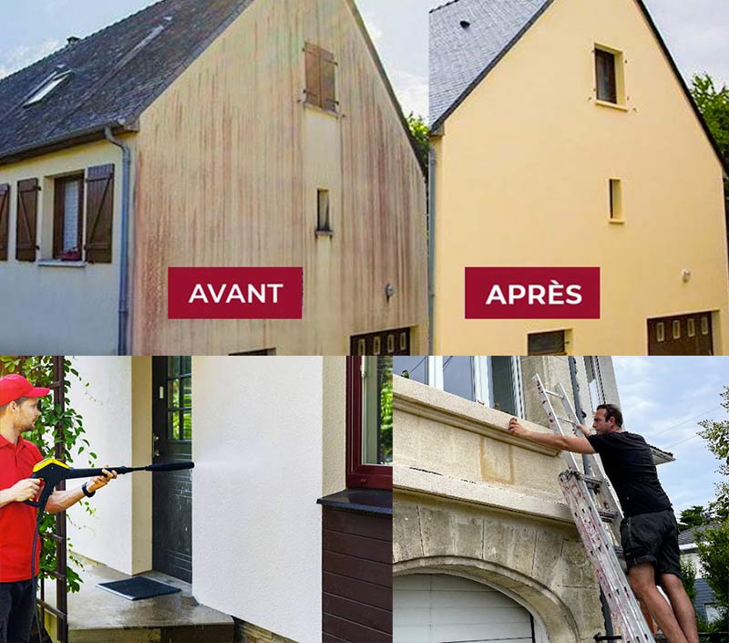 Nettoyage et peinture façade - AVR RENOV GIRONDE : Nettoyage, traitement anti-mousse, ravalement peinture façade. Rénovation des boiseries peinture et lasure bois. Intervention en en Gironde (33) Bordeaux